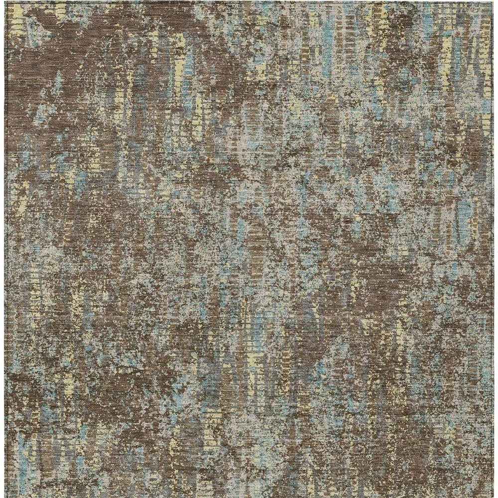 9' X 12' Brown And Graphite Abstract Washable Indoor Outdoor Area Rug — view 7