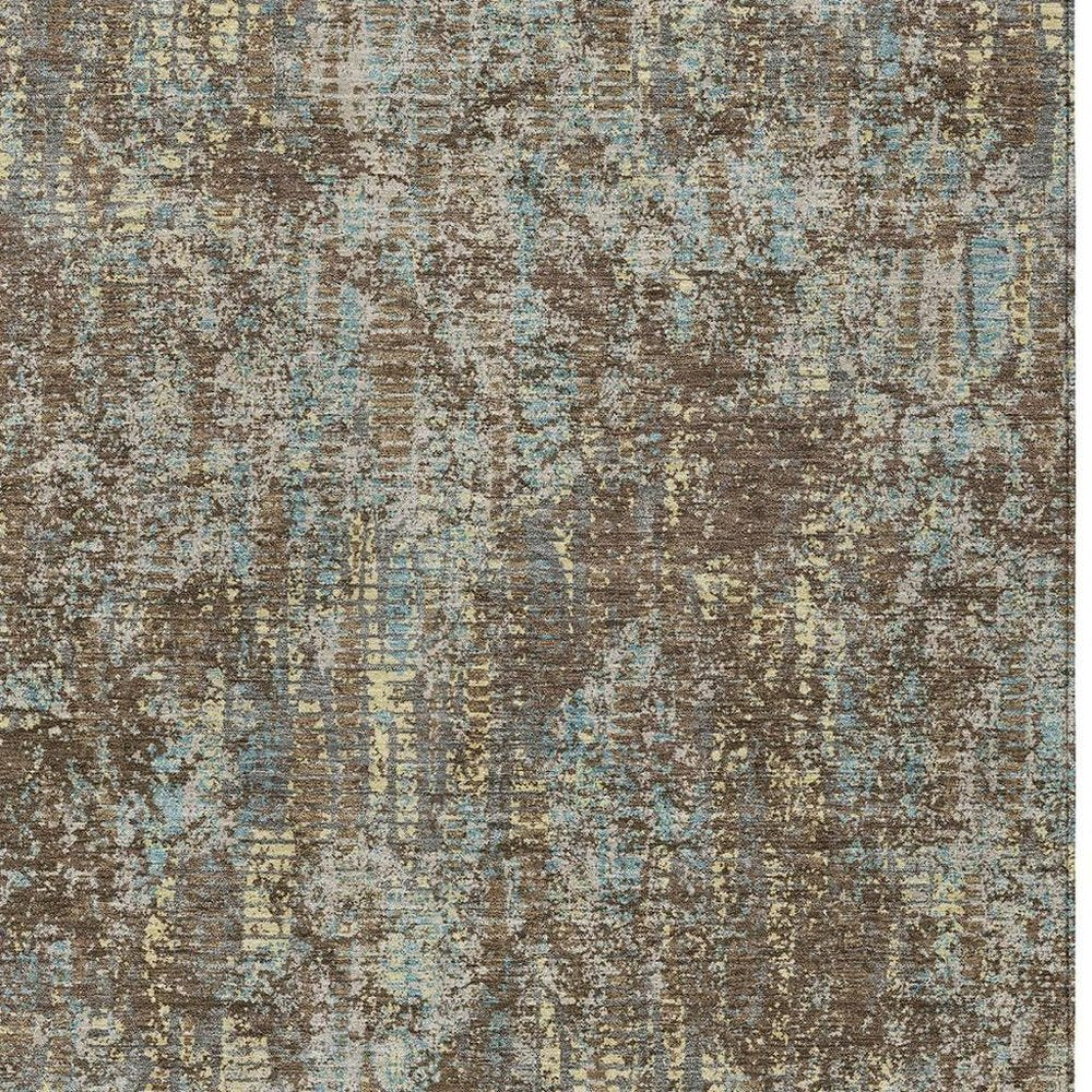 9' X 12' Brown And Graphite Abstract Washable Indoor Outdoor Area Rug HomeRoots