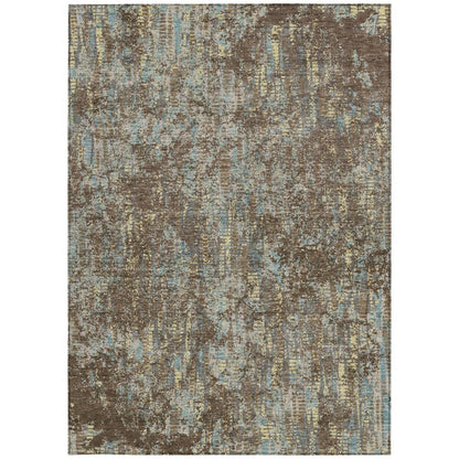 10' X 14' Brown And Graphite Abstract Washable Indoor Outdoor Area Rug HomeRoots