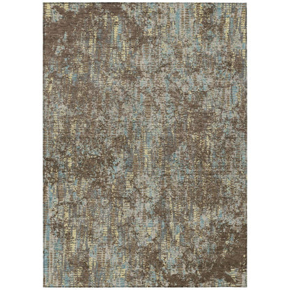 10' X 14' Brown And Graphite Abstract Washable Indoor Outdoor Area Rug HomeRoots
