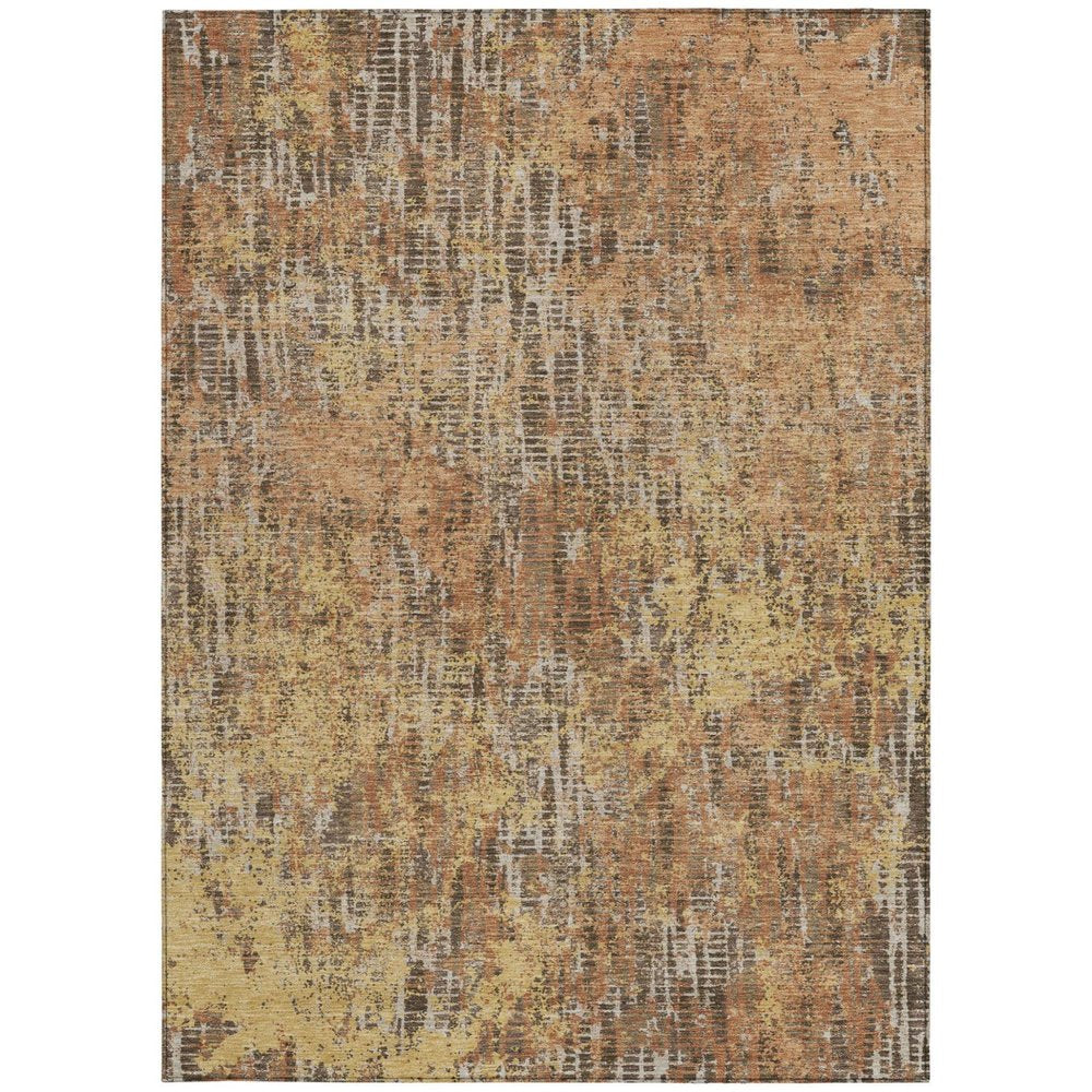 5' X 8' Copper And Ivory Abstract Washable Indoor Outdoor Area Rug — view 7