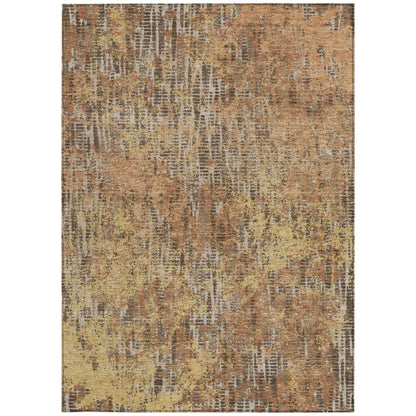 5' X 8' Copper And Ivory Abstract Washable Indoor Outdoor Area Rug HomeRoots