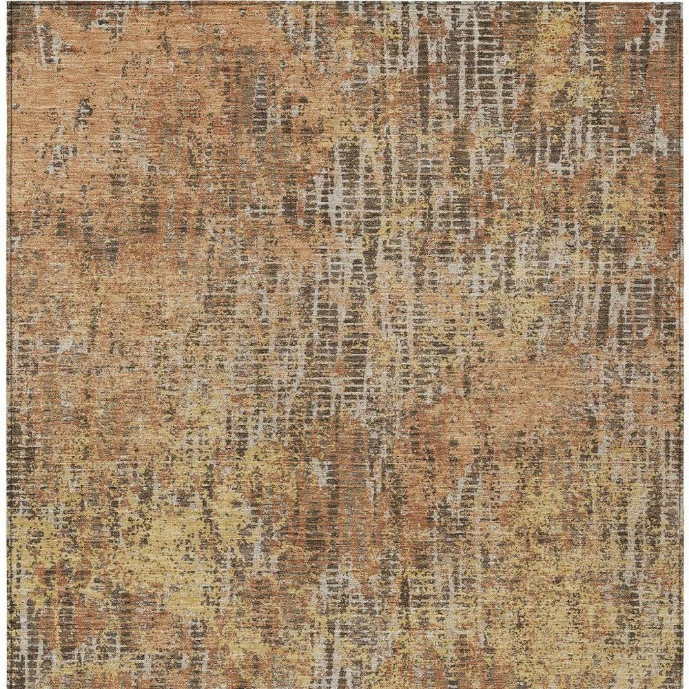 5' X 8' Copper And Ivory Abstract Washable Indoor Outdoor Area Rug — view 6