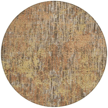 8' Copper And Ivory Round Abstract Washable Indoor Outdoor Area Rug HomeRoots