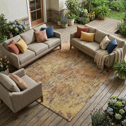 9' X 12' Copper And Ivory Abstract Washable Indoor Outdoor Area Rug HomeRoots