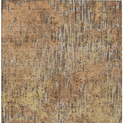 10' X 14' Copper And Ivory Abstract Washable Indoor Outdoor Area Rug