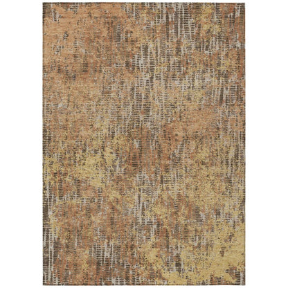 10' X 14' Copper And Ivory Abstract Washable Indoor Outdoor Area Rug HomeRoots