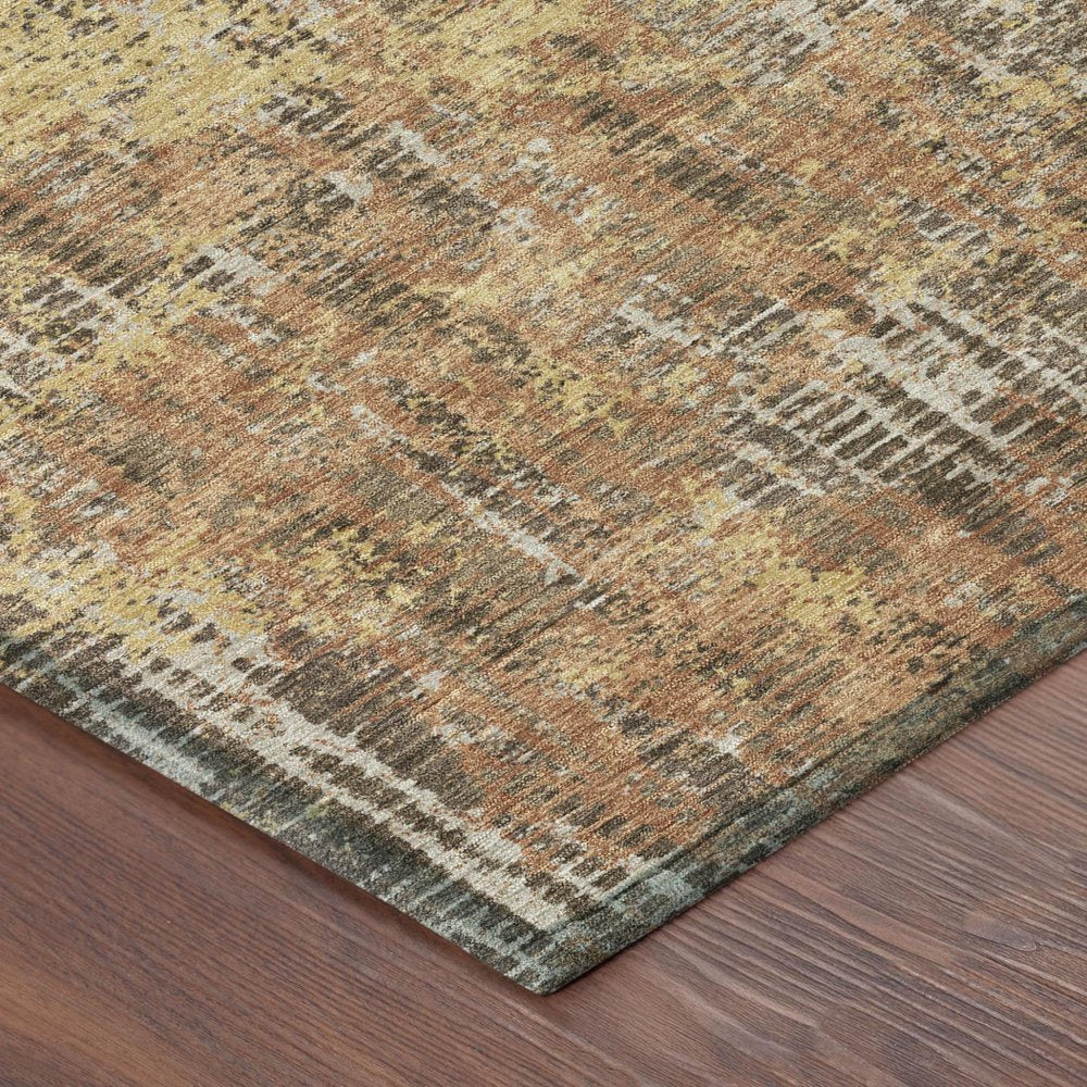 10' X 14' Copper And Ivory Abstract Washable Indoor Outdoor Area Rug — view 2