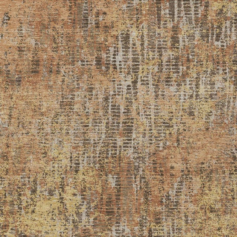 10' X 14' Copper And Ivory Abstract Washable Indoor Outdoor Area Rug — view 6