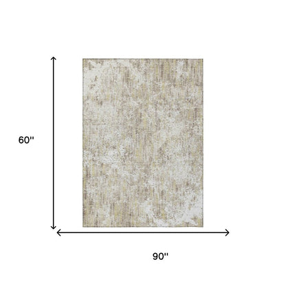 5' X 8' Ivory And Blue Abstract Washable Indoor Outdoor Area Rug HomeRoots
