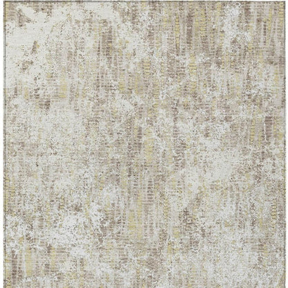 5' X 8' Ivory And Blue Abstract Washable Indoor Outdoor Area Rug