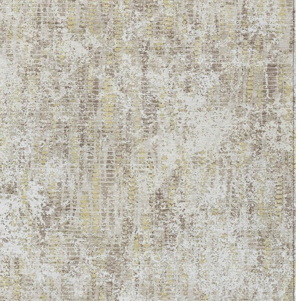 5' X 8' Ivory And Blue Abstract Washable Indoor Outdoor Area Rug — view 6