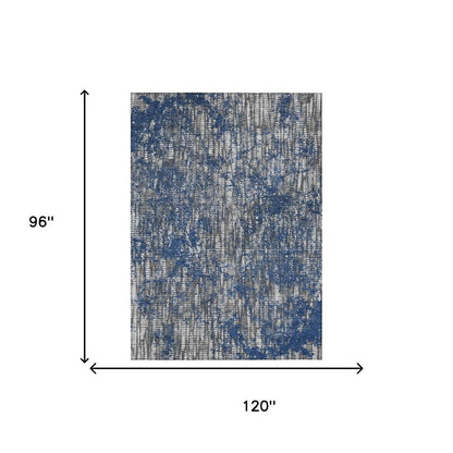 8' X 10' Navy Blue And Khaki Abstract Washable Indoor Outdoor Area Rug HomeRoots