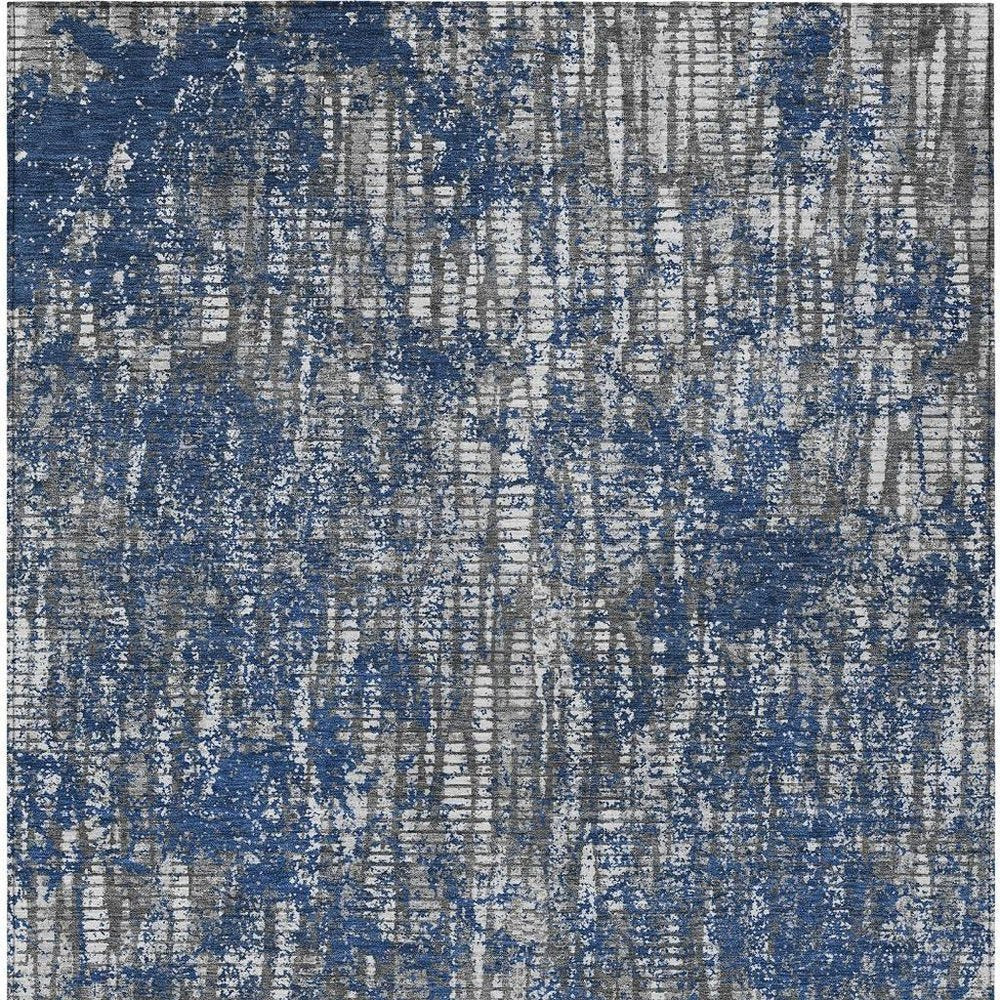 8' X 10' Navy Blue And Khaki Abstract Washable Indoor Outdoor Area Rug — view 6