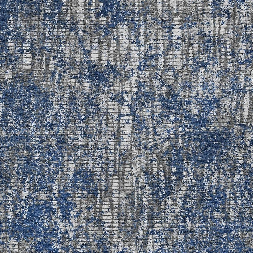 9' X 12' Navy Blue And Khaki Abstract Washable Indoor Outdoor Area Rug