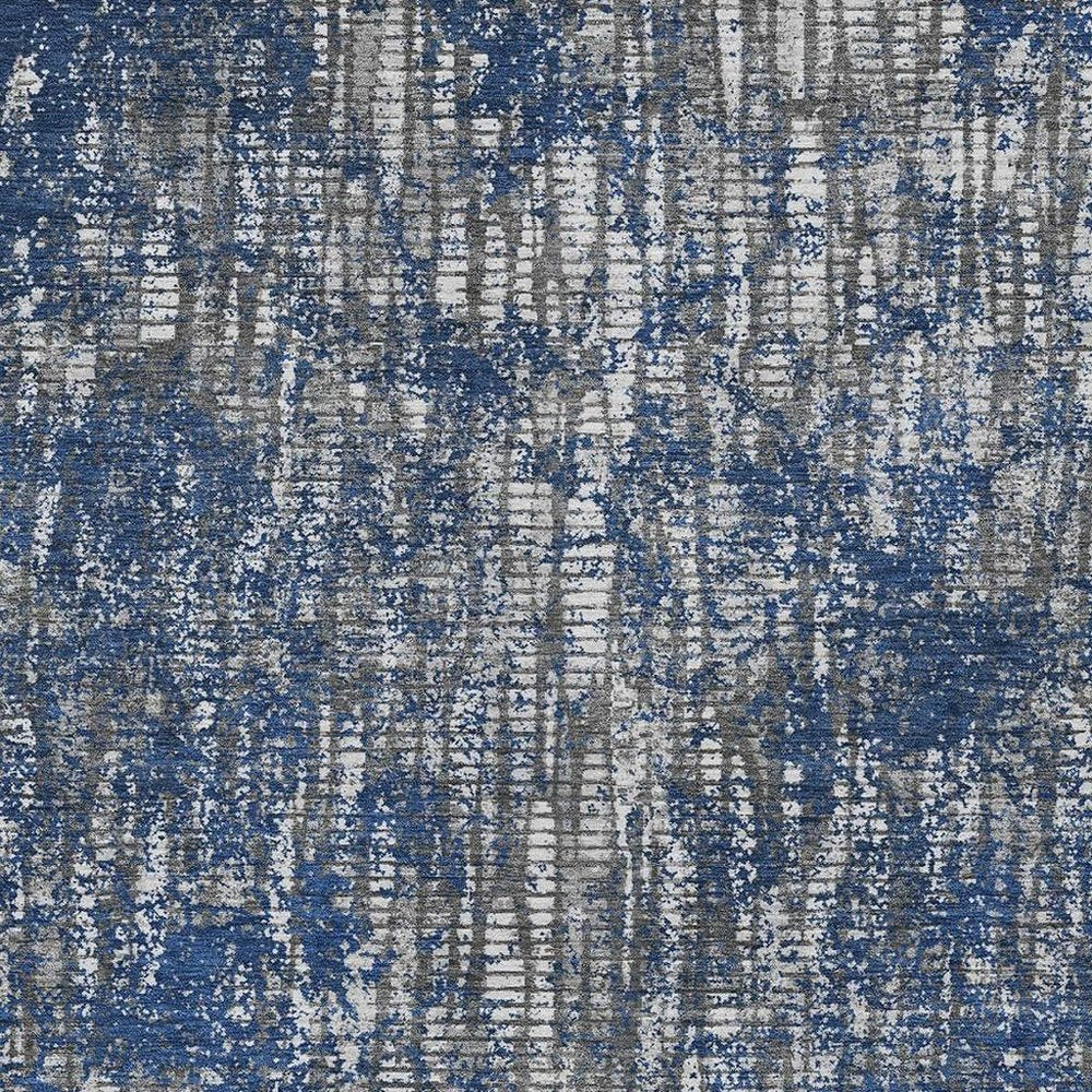 10' X 14' Navy Blue And Khaki Abstract Washable Indoor Outdoor Area Rug — view 6