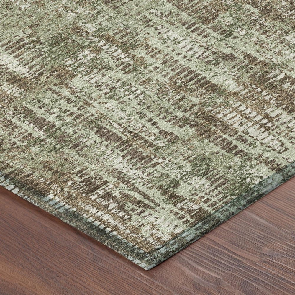 8' X 10' Olive Green And Graphite Abstract Washable Indoor Outdoor Area Rug — view 2