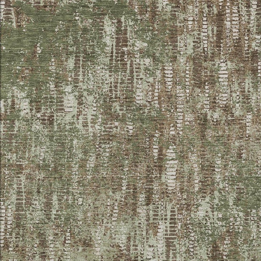 8' X 10' Olive Green And Graphite Abstract Washable Indoor Outdoor Area Rug — view 6
