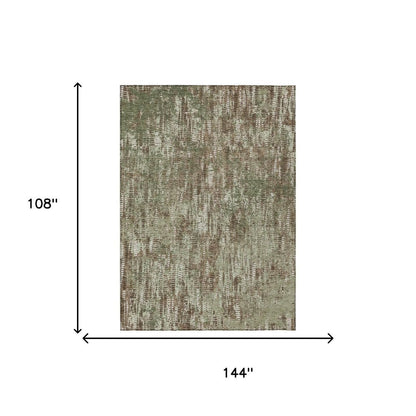 9' X 12' Olive Green And Graphite Abstract Washable Indoor Outdoor Area Rug HomeRoots