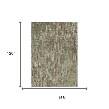 10' X 14' Olive Green And Graphite Abstract Washable Indoor Outdoor Area Rug HomeRoots