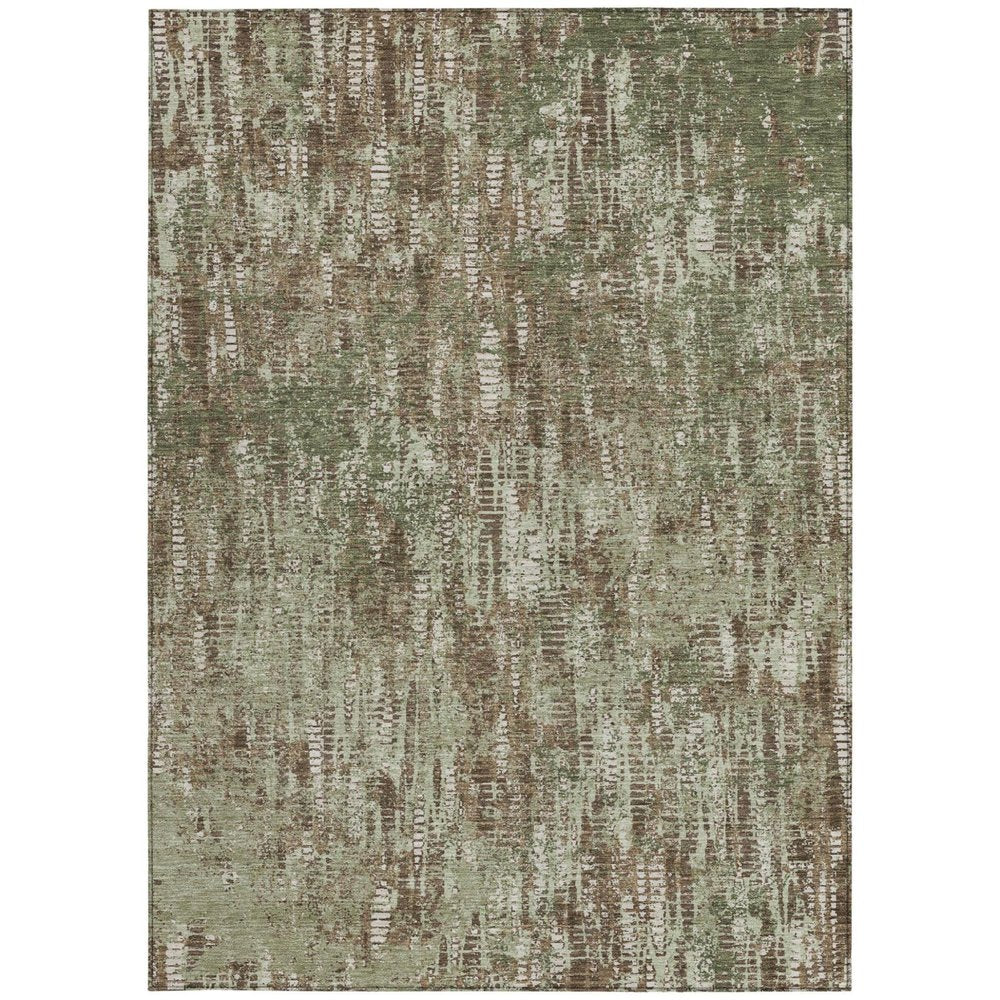 10' X 14' Olive Green And Graphite Abstract Washable Indoor Outdoor Area Rug HomeRoots