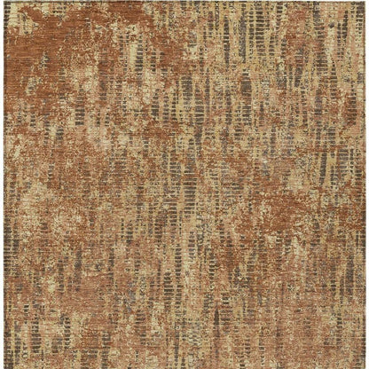 5' X 8' Orange And Brown Abstract Washable Indoor Outdoor Area Rug