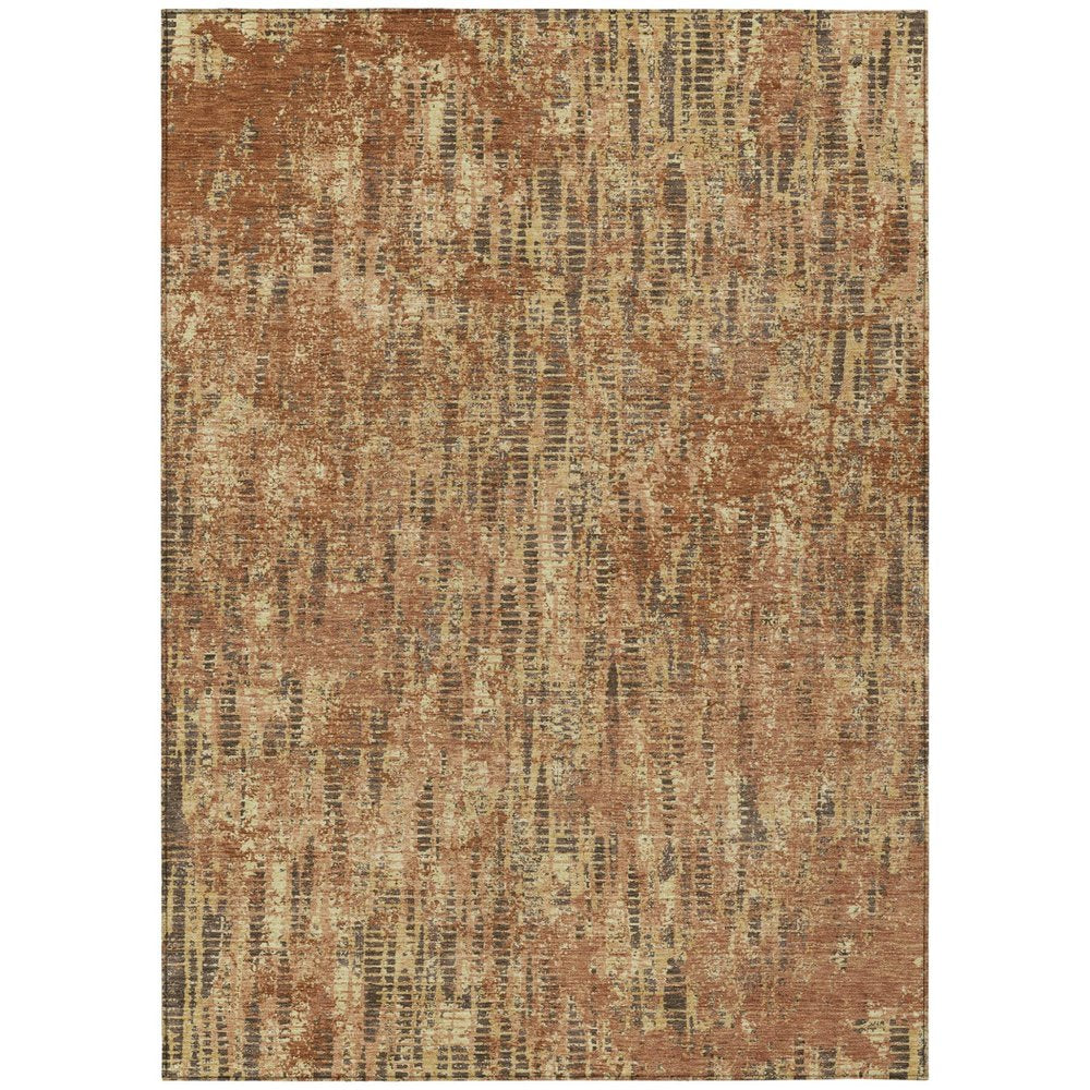 5' X 8' Orange And Brown Abstract Washable Indoor Outdoor Area Rug HomeRoots