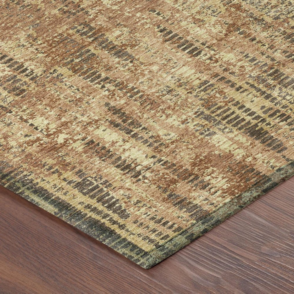 5' X 8' Orange And Brown Abstract Washable Indoor Outdoor Area Rug — view 2
