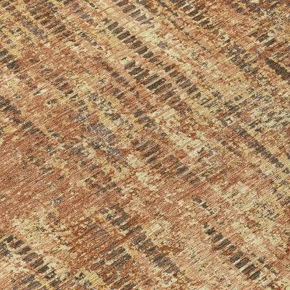 5' X 8' Orange And Brown Abstract Washable Indoor Outdoor Area Rug