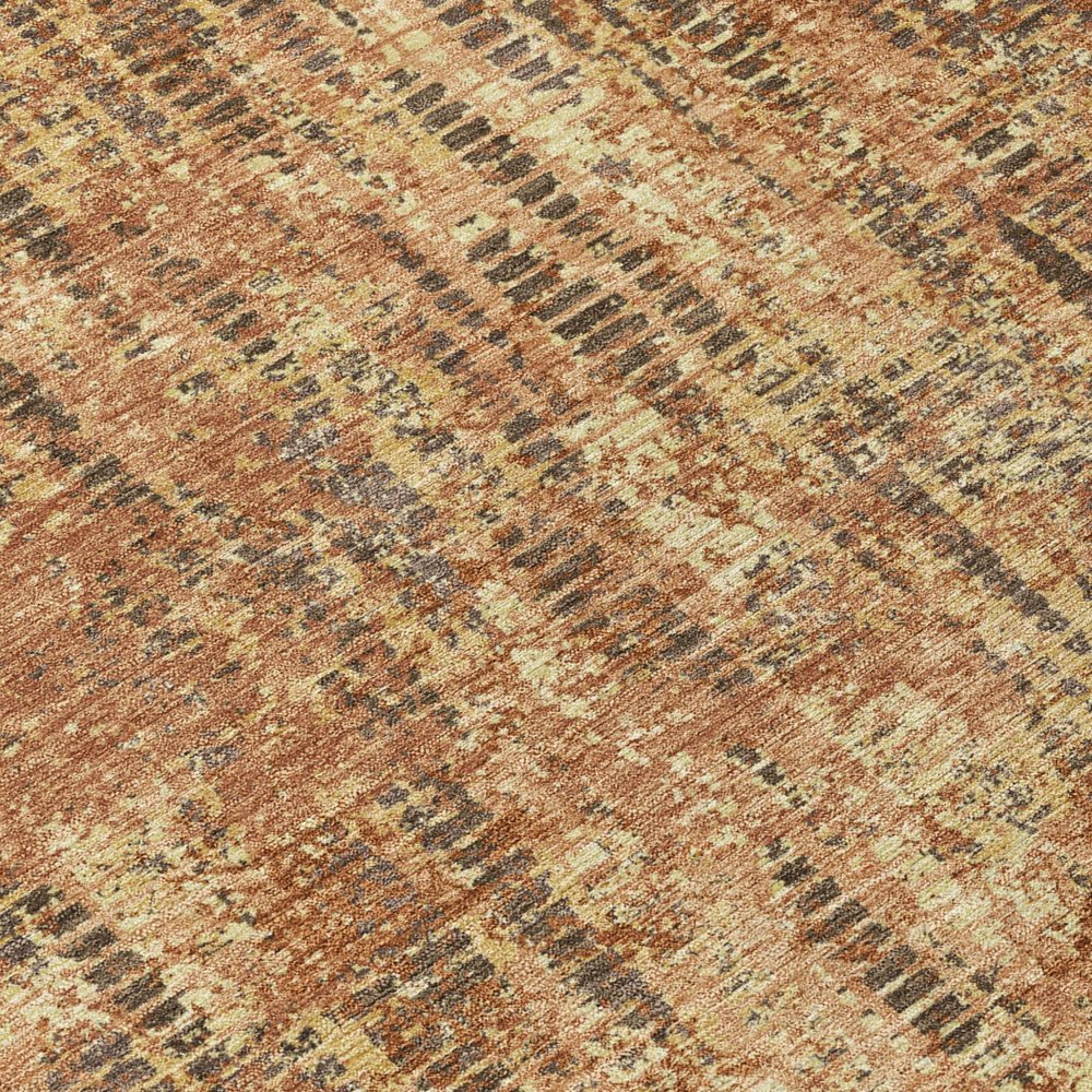 9' X 12' Orange And Brown Abstract Washable Indoor Outdoor Area Rug — view 3