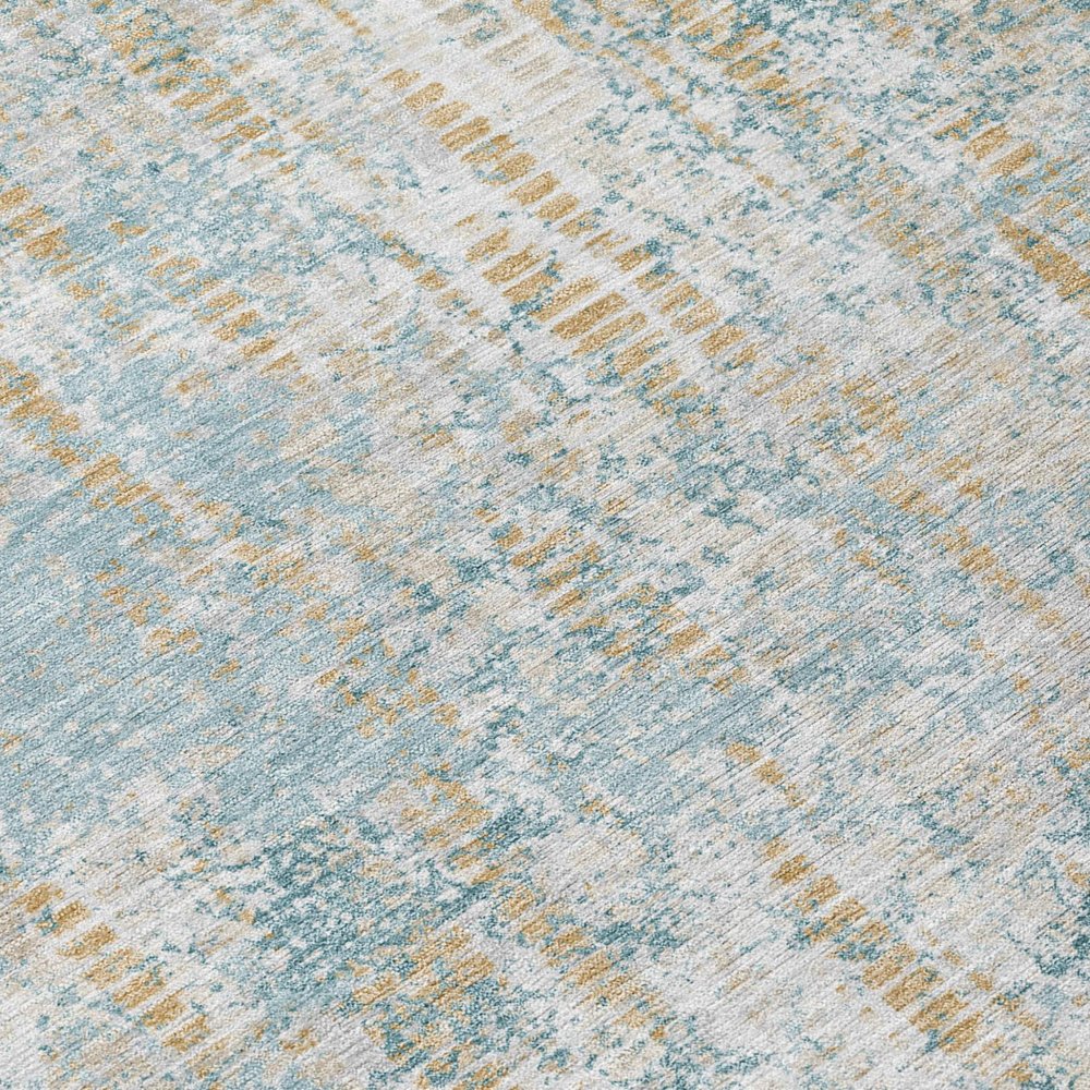 10' X 14' Teal Blue And Linen Abstract Washable Indoor Outdoor Area Rug HomeRoots