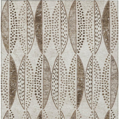5' X 8' Beige And Blue Geometric Washable Indoor Outdoor Area Rug HomeRoots
