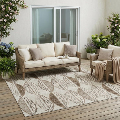 5' X 8' Beige And Blue Geometric Washable Indoor Outdoor Area Rug HomeRoots