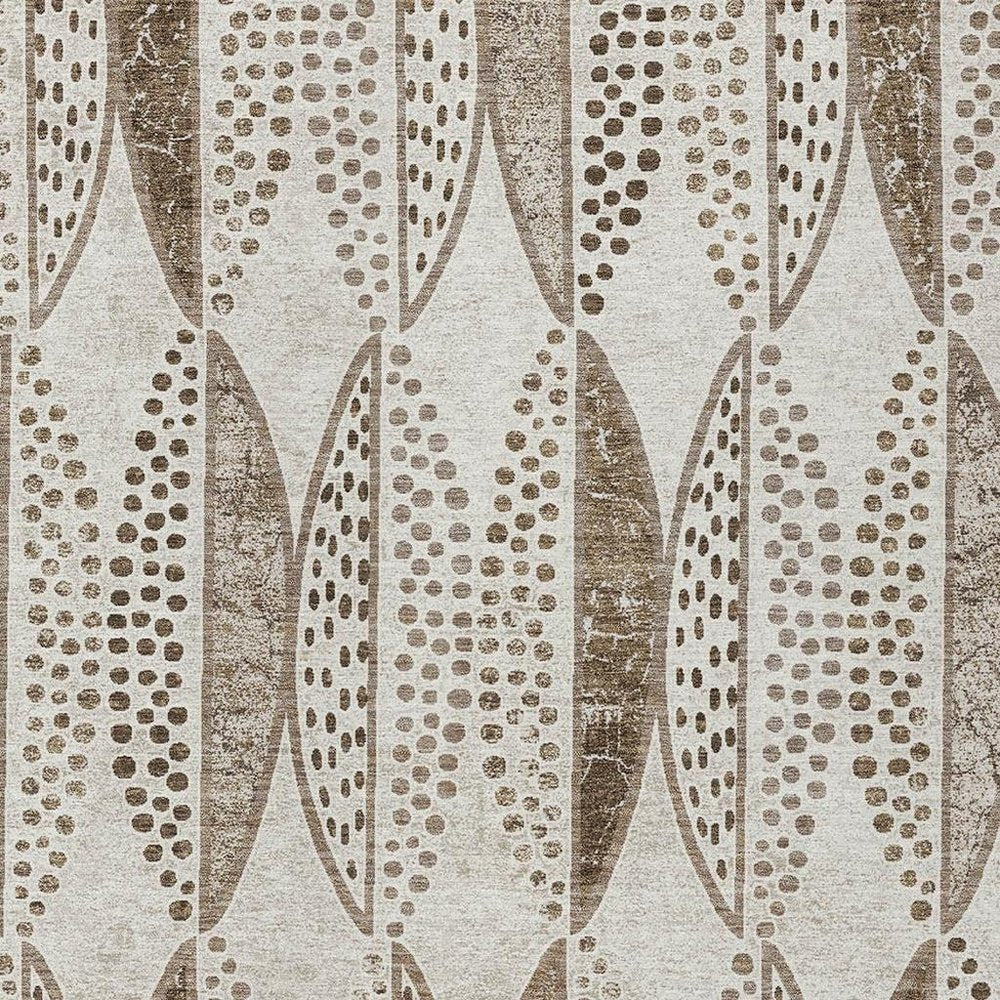 5' X 8' Beige And Blue Geometric Washable Indoor Outdoor Area Rug HomeRoots