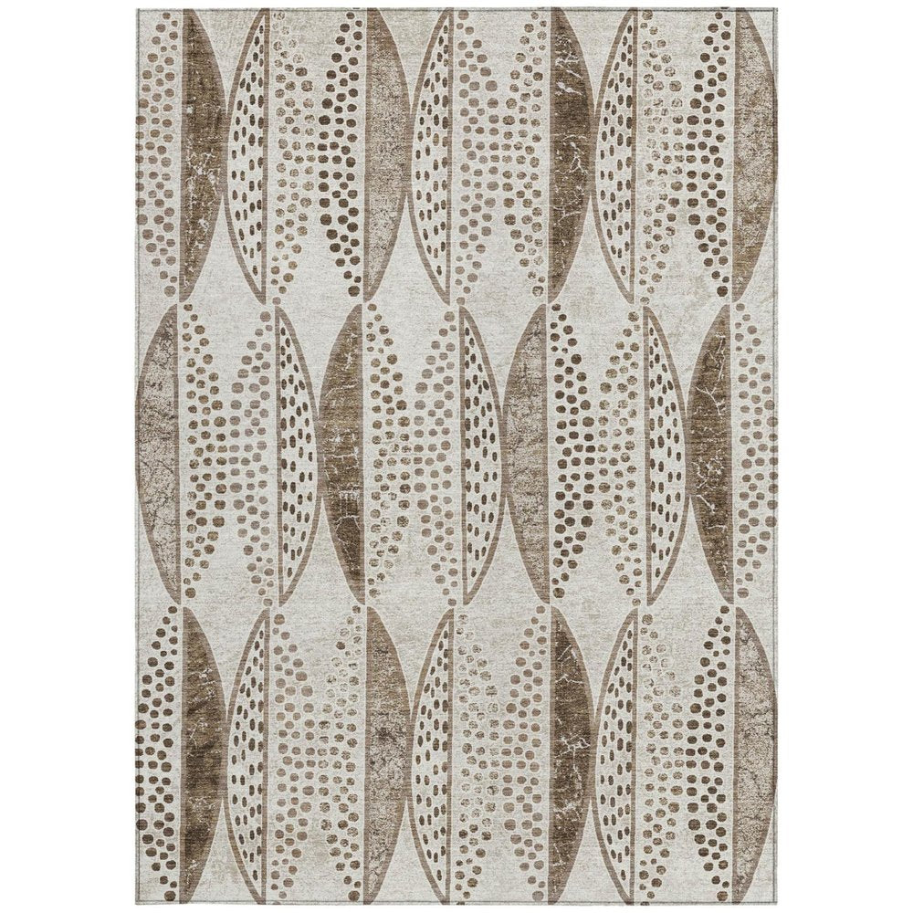 8' X 10' Beige And Blue Geometric Washable Indoor Outdoor Area Rug HomeRoots