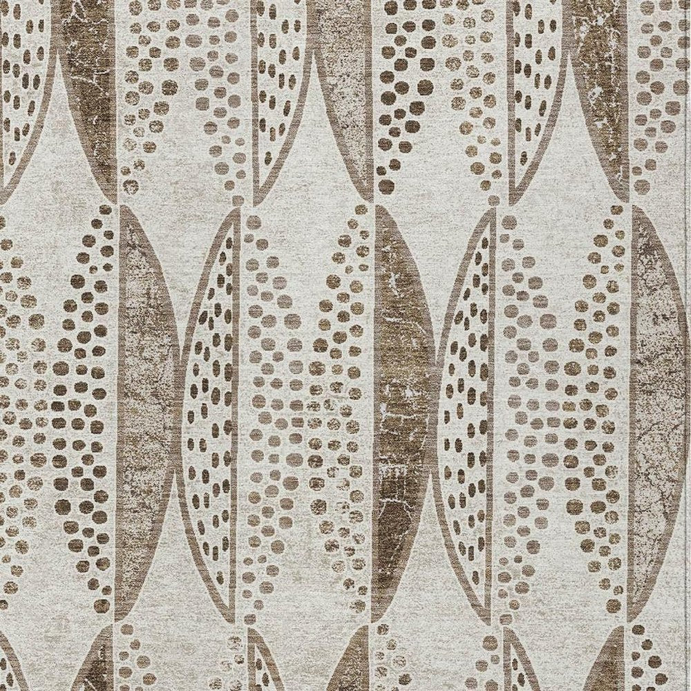 8' X 10' Beige And Blue Geometric Washable Indoor Outdoor Area Rug — view 6