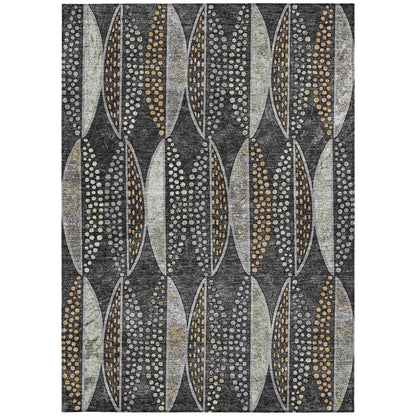 5' X 8' Black And Green Geometric Washable Indoor Outdoor Area Rug HomeRoots