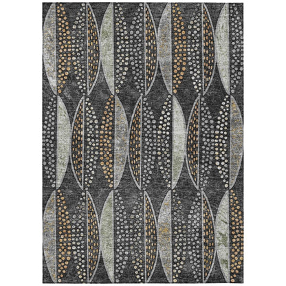 5' X 8' Black And Green Geometric Washable Indoor Outdoor Area Rug HomeRoots