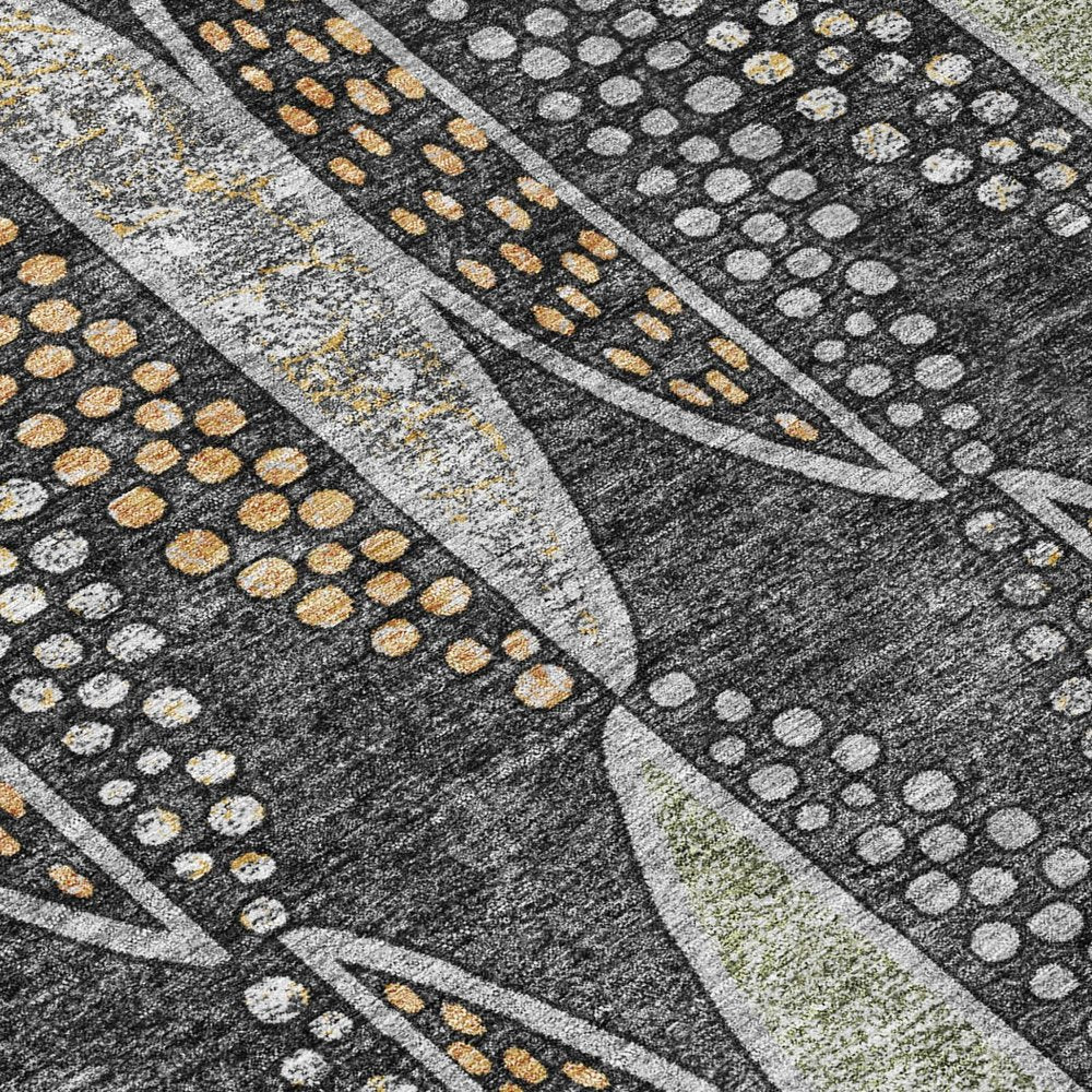 5' X 8' Black And Green Geometric Washable Indoor Outdoor Area Rug HomeRoots