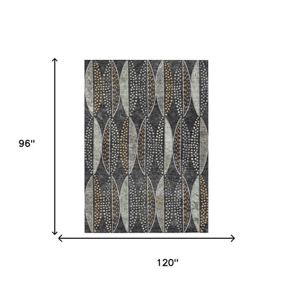 8' X 10' Black And Green Geometric Washable Indoor Outdoor Area Rug HomeRoots