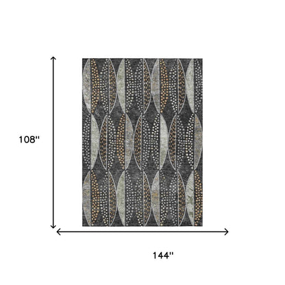9' X 12' Black And Green Geometric Washable Indoor Outdoor Area Rug HomeRoots