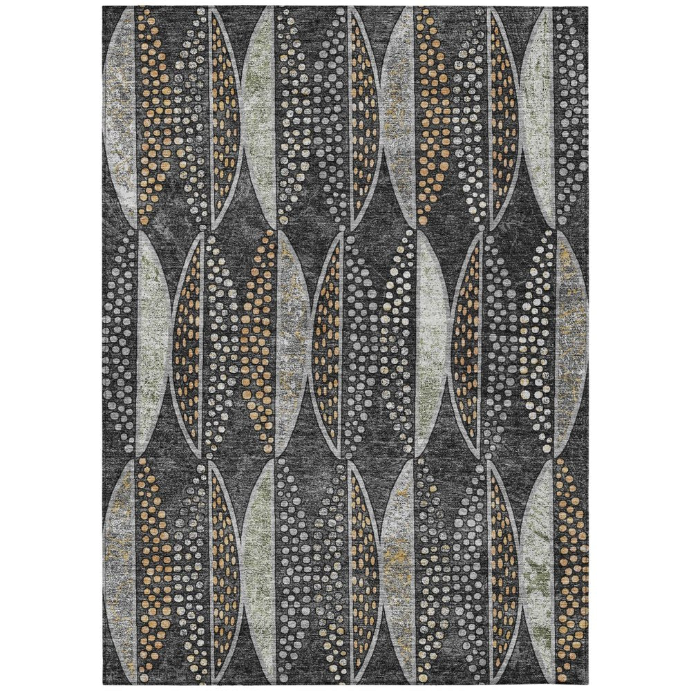 9' X 12' Black And Green Geometric Washable Indoor Outdoor Area Rug HomeRoots