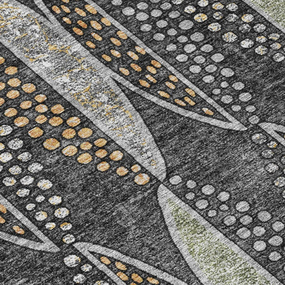 9' X 12' Black And Green Geometric Washable Indoor Outdoor Area Rug HomeRoots