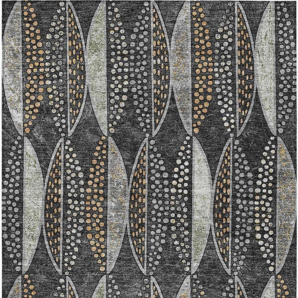 10' X 14' Black And Green Geometric Washable Indoor Outdoor Area Rug — view 6