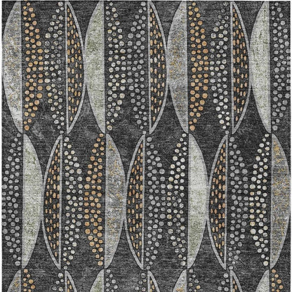 10' X 14' Black And Green Geometric Washable Indoor Outdoor Area Rug HomeRoots
