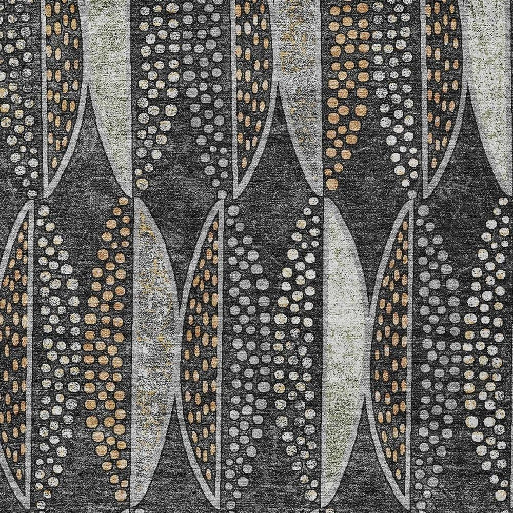 10' X 14' Black And Green Geometric Washable Indoor Outdoor Area Rug