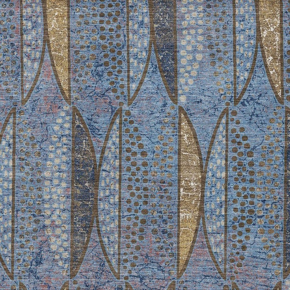 5' X 8' Blue And Brown Geometric Washable Indoor Outdoor Area Rug HomeRoots