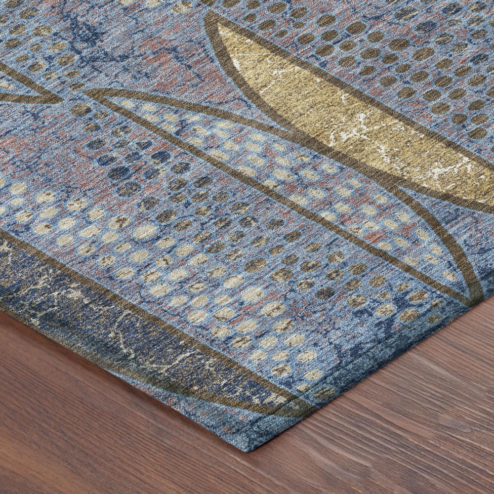 8' X 10' Blue And Brown Geometric Washable Indoor Outdoor Area Rug HomeRoots