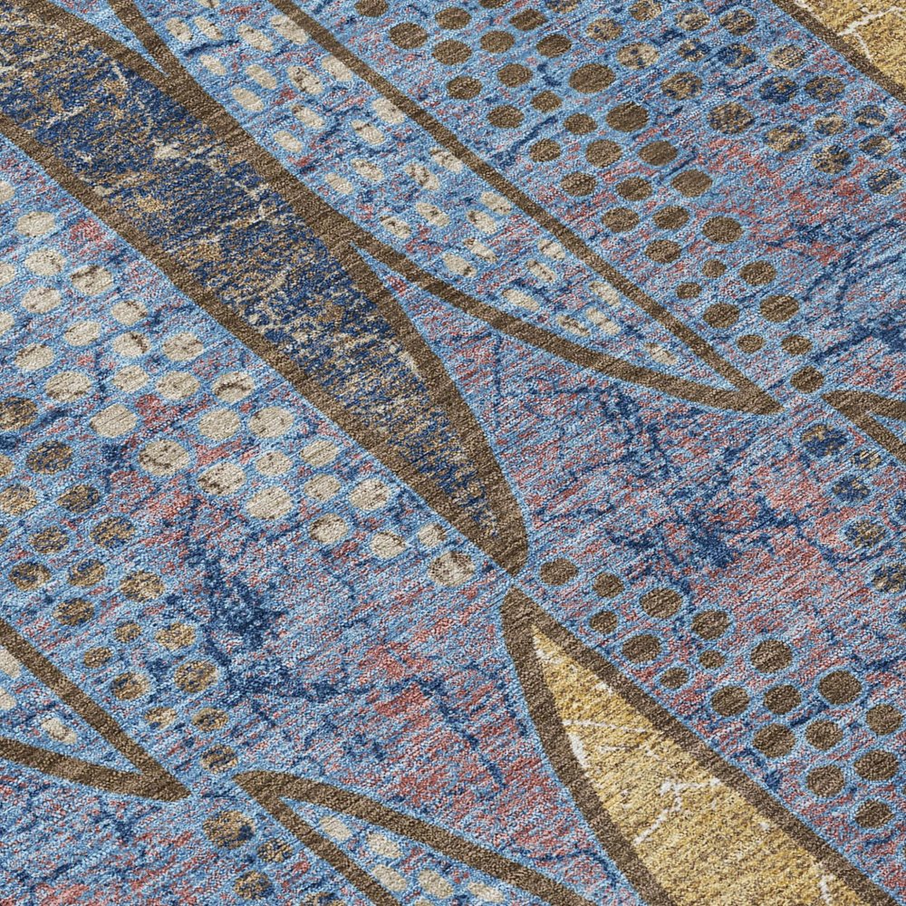 8' X 10' Blue And Brown Geometric Washable Indoor Outdoor Area Rug HomeRoots