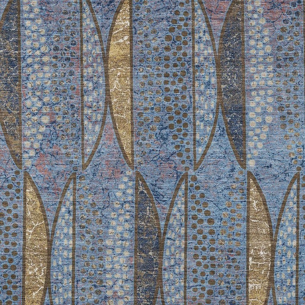 8' X 10' Blue And Brown Geometric Washable Indoor Outdoor Area Rug HomeRoots